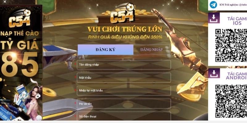 Đăng ký tạo tài khoản tại trang cá cược C54 rất đơn giản